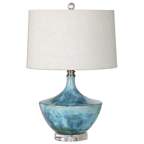 Blue ceramic bedside table lamp