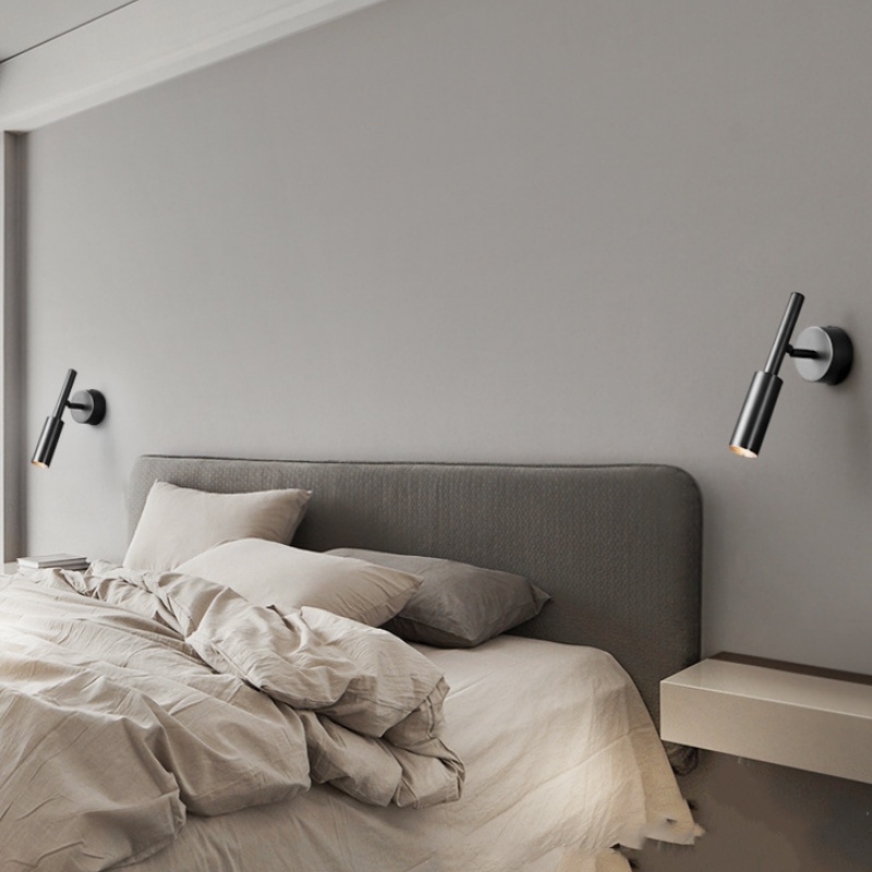 Reading lamps above bed